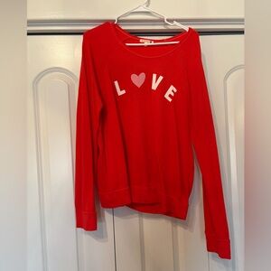 Sundry Red Love Crew Neck Sweater